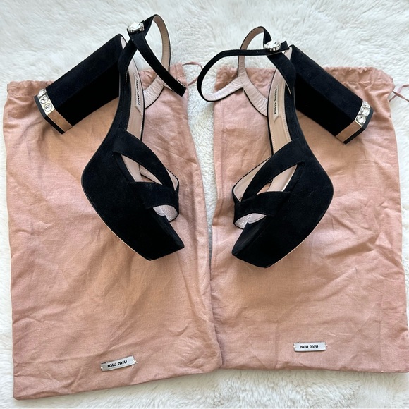 Miu Miu women platform suede sandals size 38 EU Authentic - Picture 8 of 10